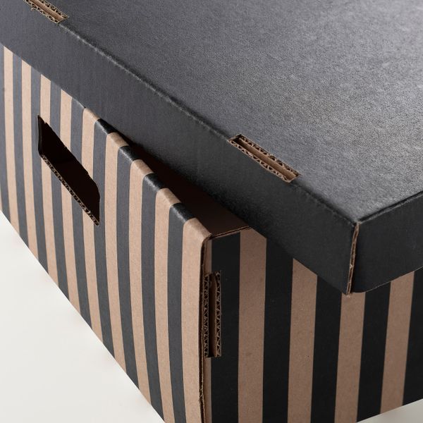 Коробка с крышкой, черный-естественный 56x37x18 см IKEA PINGLA ПИНГЛА 404.302.63 - фото 5