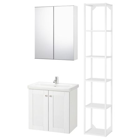 Комплект мебели для ванной,7 предм., Йельсен белый/ПИЛКОН смеситель 64x43x65 см IKEA FISKÅN ФИСКОН / TVÄLLEN ТВЭЛЛЕН 194.373.51