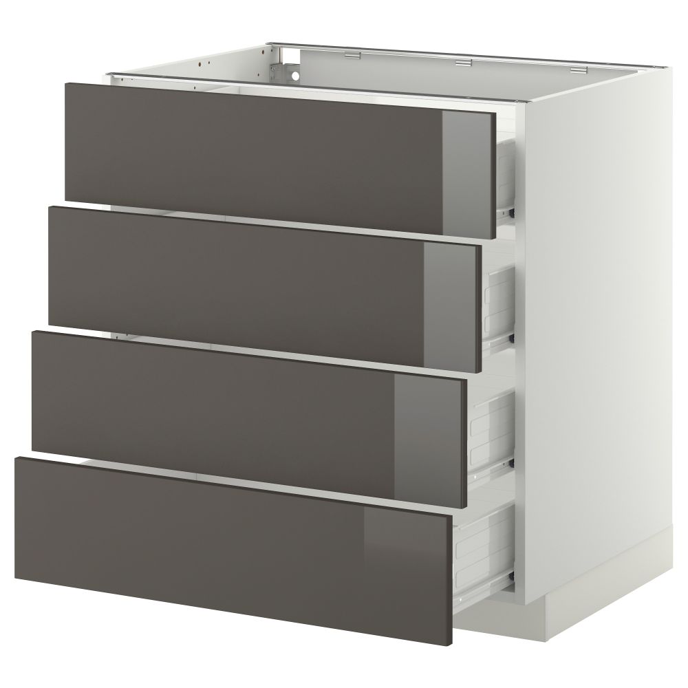 Напольный шкаф 4 фронтальных панели, 4 ящика МЕТОД / ФОРВАРА, белый, Рингульт серый - схема-чертеж с размерами