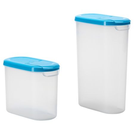 Контейнер+крышка для сухих продукт, 2 ЙЭМКА, прозрачный белый, синий (1.1/1.9 л)