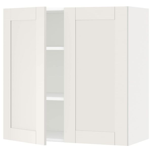 Навесной шкаф с полками/2дверцы, белый/Сэведаль белый 80x80 см IKEA METOD МЕТОД 994.458.99 - фото 1
