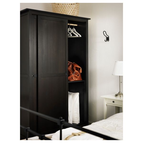 Гардероб с 2 раздвижными дверцами, черно-коричневый 120x197 см IKEA HEMNES ХЕМНЭС 703.824.92 - фото 3