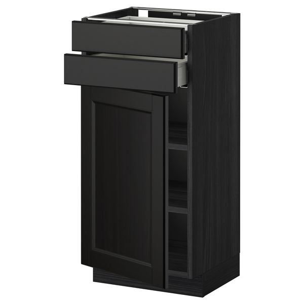 Напольный шкаф с дверцей, 2 ящиками МЕТОД / МАКСИМЕРА, черный, Лаксарби черно-коричневый - схема-чертеж с размерами