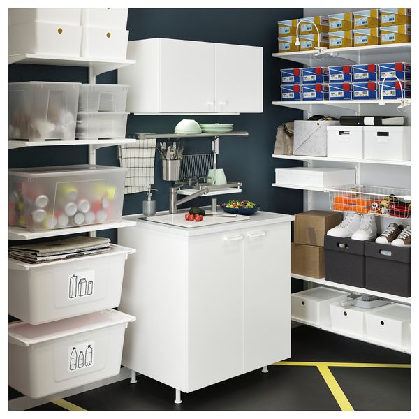 Настенная шина, полки/контейнер АЛЬГОТ, белый (68x41x199 см) - схема-чертеж с размерами