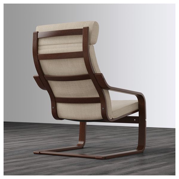 Кресло ПОЭНГ, коричневый, Хилларед бежевый - схема-чертеж с размерами