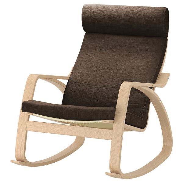 Кресло-качалка, дубовый шпон, беленый/Шифтебу коричневый IKEA POÄNG ПОЭНГ 393.987.73 - фото 1