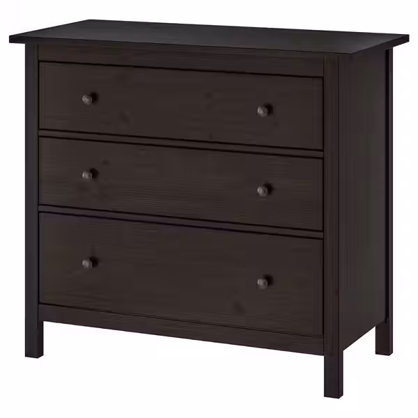 HEMNES Комод с 3 ящиками - черно-коричневый 108x96 см - фото 1