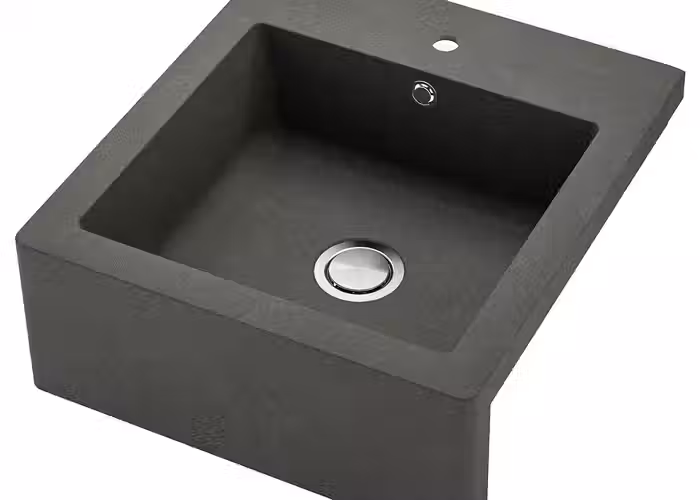 TALLSJÖN ТАЛЛШЁН Мойка с видимой фронтальной стенкой - темно-серый/под камень 60x65 см