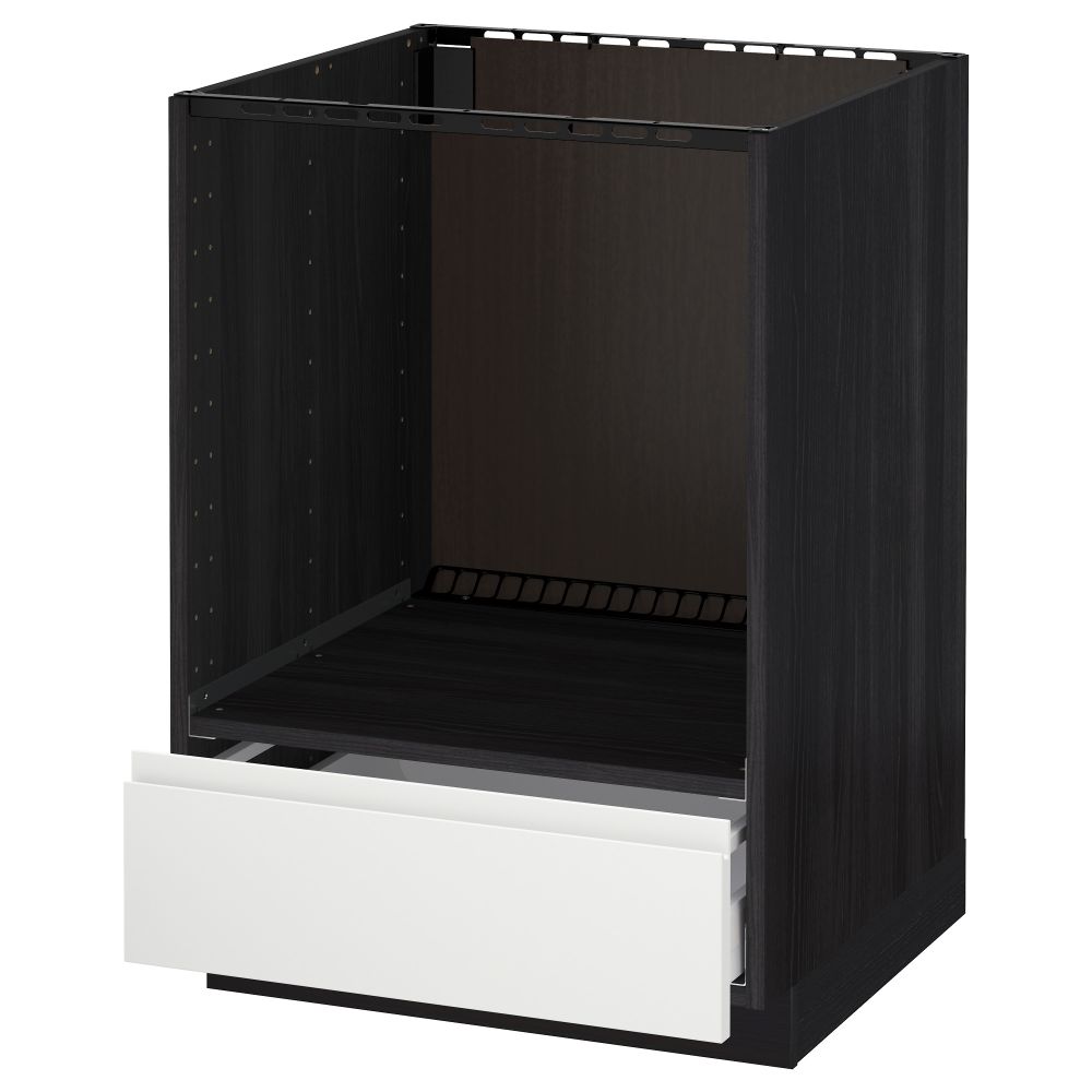 Напольный шкаф для духовки, с ящиком МЕТОД / МАКСИМЕРА, черный, Воксторп белый (60x60 см) - фото 1