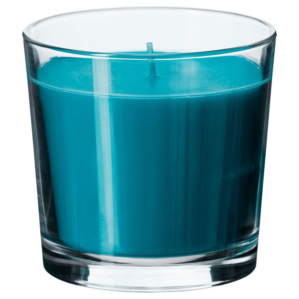 Ароматическая свеча в стакане СИНЛИГ, бирюзовый морской бриз, бирюзовый (9 см) - фото 1