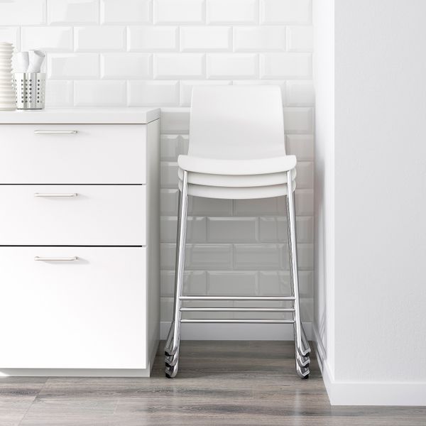 Стул барный, белый/хромированный 66 см IKEA GLENN ГЛЕН 104.141.08 - фото 3