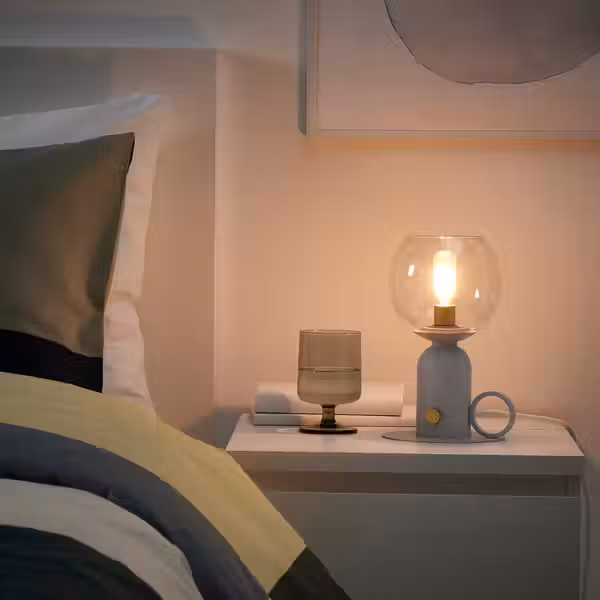 ÅSKMULLER ОСКМУЛЛЕР Лампа настольная - регулируемая яркость светло-серый 24 см - фото 2