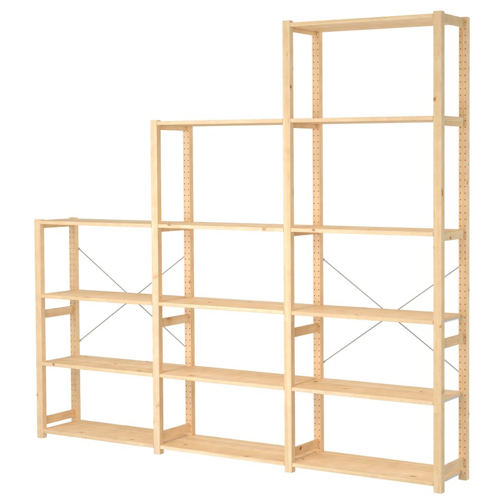3 секции, полки, 259x30x226 см, сосна IKEA IVAR ИВАР 592.483.77 - фото 1