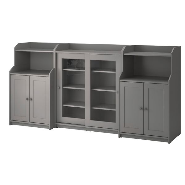 Комбинация для хранения, серый 244x46x116 см IKEA HAUGA ХАУГА 393.887.07 - фото 1
