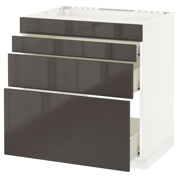 Напольный шкаф для духовки, 4фасада, 3 ящика МЕТОД / ФОРВАРА, белый, Рингульт серый - схема-чертеж с размерами