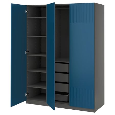 PAX / FYRUDDEN Гардероб, комбинация - темно-серый/синий 150x60x201 см