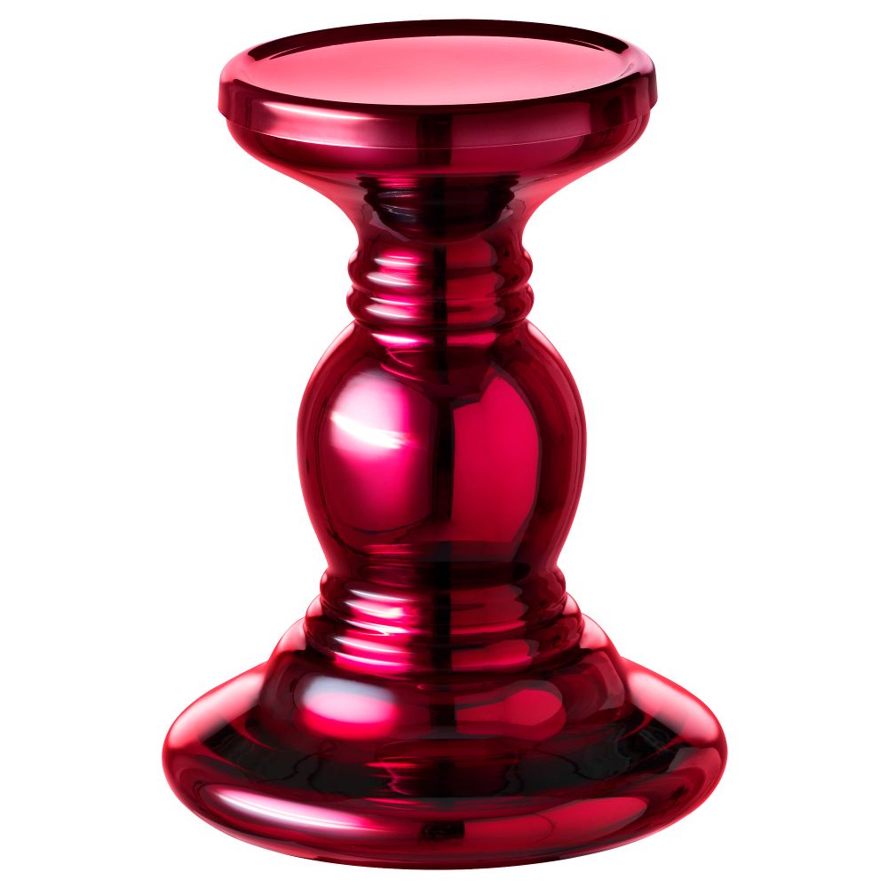 Подсвечник для формовой свечи ШИММЕР, стекло, красный (17 см) - фото 1