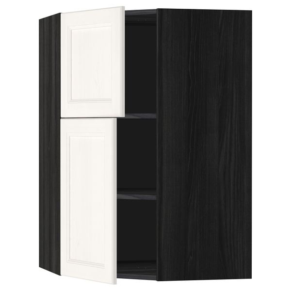 Угловой навесной шкаф + полки, 2 дверцы МЕТОД, черный, Лаксарби белый (68x100 см) - схема-чертеж с размерами