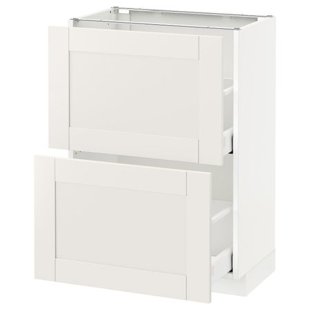 Напольный шкаф с 2 ящиками, белый/Сэведаль белый 60x37 см IKEA METOD МЕТОД / MAXIMERA МАКСИМЕРА 492.387.17