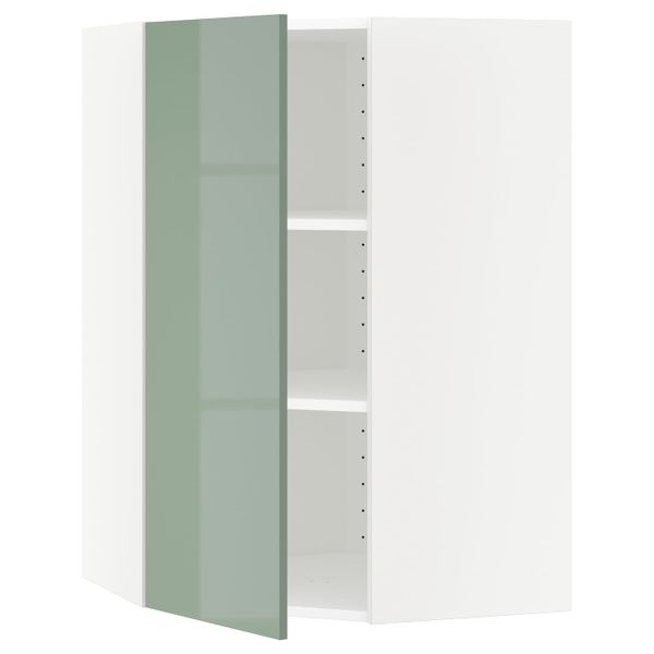 Угловой навесной шкаф с полками, белый, Калларп светло-зеленый, 68x100 см IKEA МЕТОД 892.249.59 - схема-чертеж с размерами