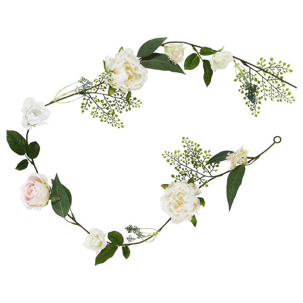 Искусственная гирлянда, Роза/Пион белый 1.5 м IKEA INBJUDEN ИНБЬЮДЕН 204.914.22 - фото 1