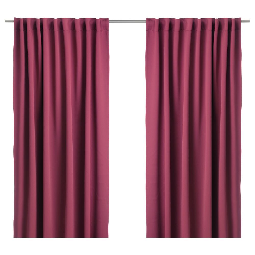 Гардины, блокирующие свет, 1 пара ВЕРНА, темно-красный (145x300 см) - фото 1
