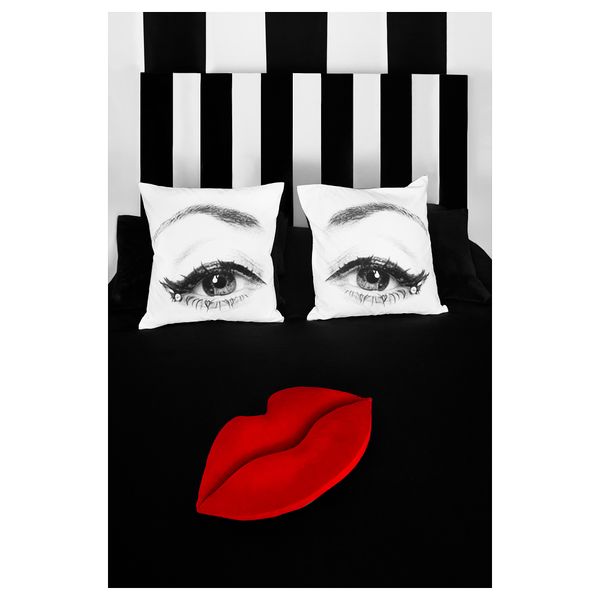 Подушка ОМЕДЕЛЬБАР, в форме губ красный (70x40 см) - фото 4