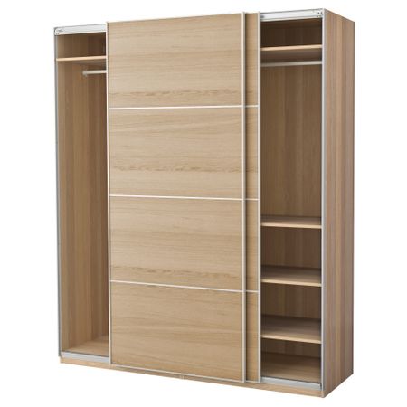 Гардероб ПАКС, под беленый дуб, Ильсенг дубовый шпон, беленый (200x66x236 см)