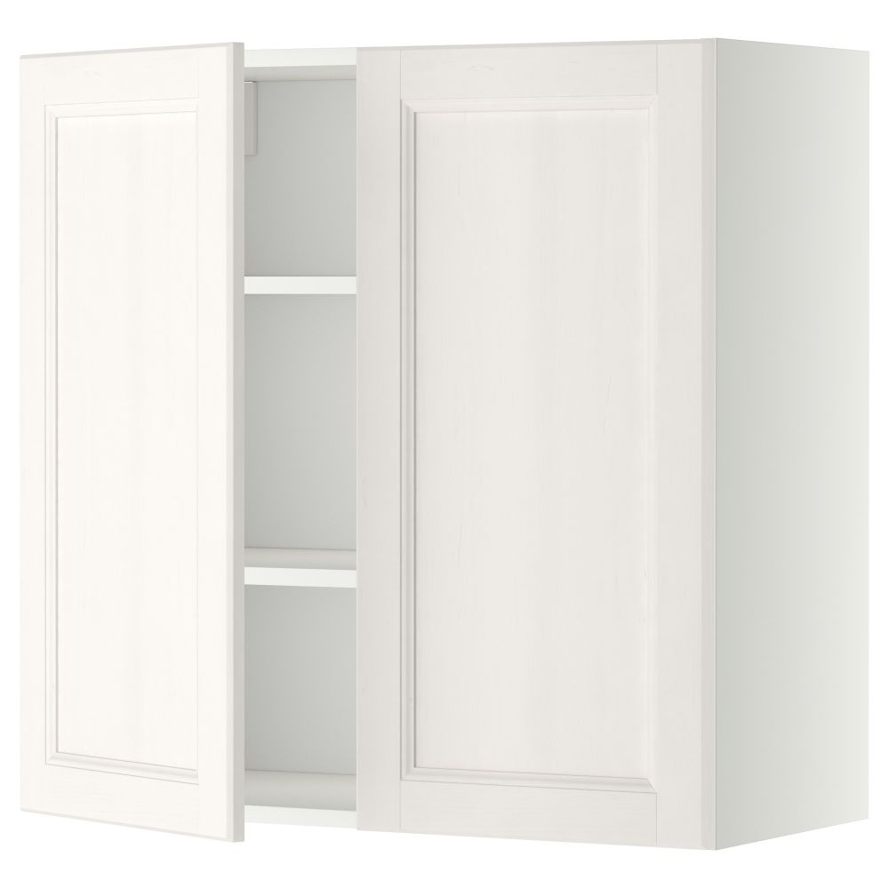 Навесной шкаф с полками, 2 дверцы МЕТОД, белый, Лаксарби белый - схема-чертеж с размерами