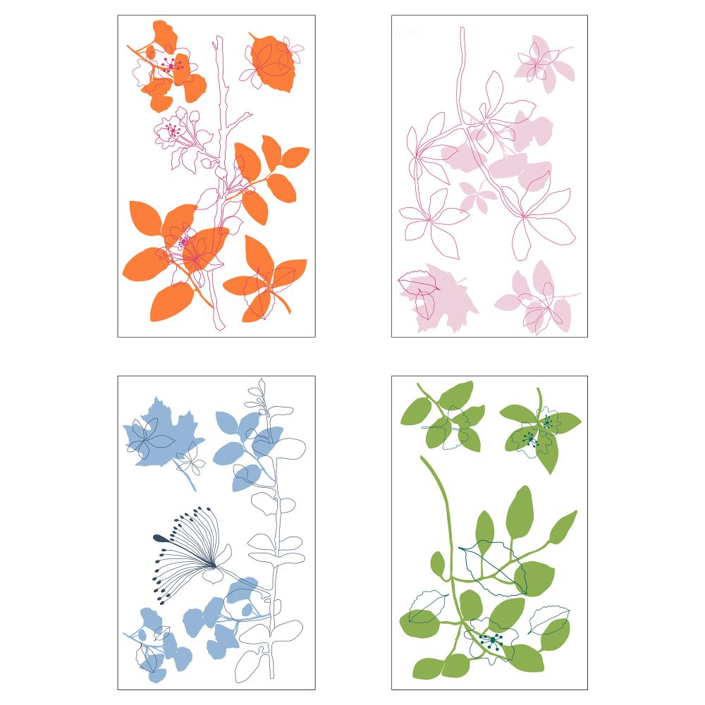 Декоративные наклейки СЛЭТГУЛЬТ, фантастические цветы - схема-чертеж с размерами