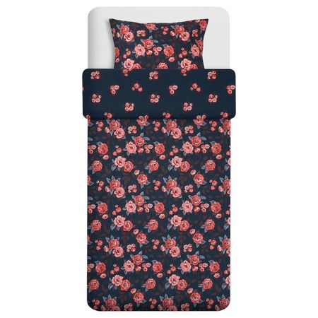 Пододеяльник и 1 наволочка, темно-синий/цветок 150x200/50x70 см IKEA BACKVICKER БАККВИККЕР 604.602.06