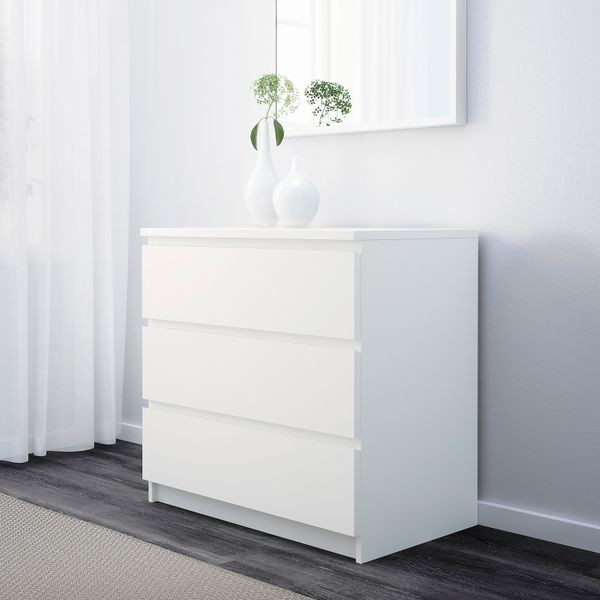 Комод с 3 ящиками, белый 80x78 см IKEA MALM МАЛЬМ 503.685.38 - фото 2