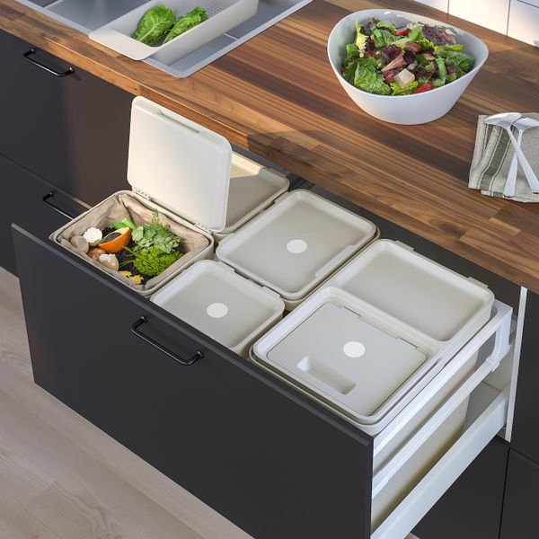 Контейнер для органических отходов+крышка, светло-серый 10 л IKEA HÅLLBAR ХОЛЛБАР 404.338.84 - фото 10