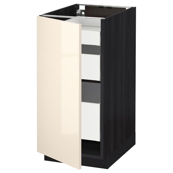 Напольный шкаф с 1 дверцей, 3 ящика МЕТОД / МАКСИМЕРА, черный, Рингульт кремовый - схема-чертеж с размерами