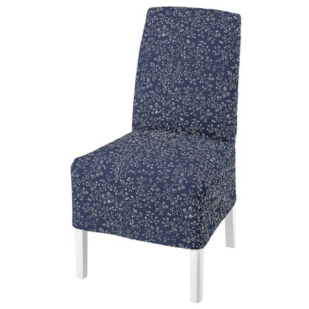 Стул с чехлом средней длины, белый/рюране темно-синий IKEA BERGMUND БЕРГМУНД 793.845.66