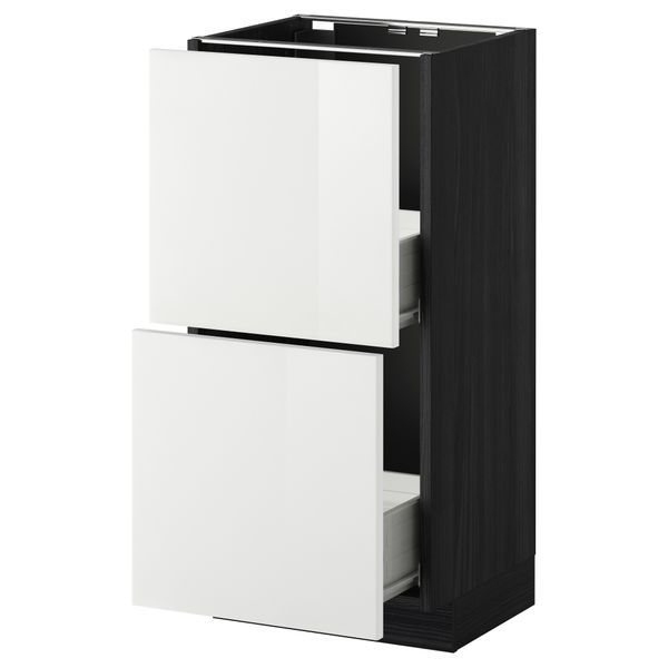Напольный шкаф с 2 ящиками МЕТОД / ФОРВАРА, черный, Рингульт белый - схема-чертеж с размерами