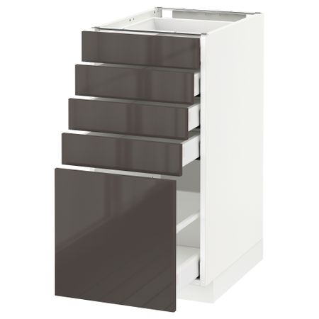 Напольный шкаф с 5 ящиками МЕТОД / МАКСИМЕРА, белый, Рингульт серый