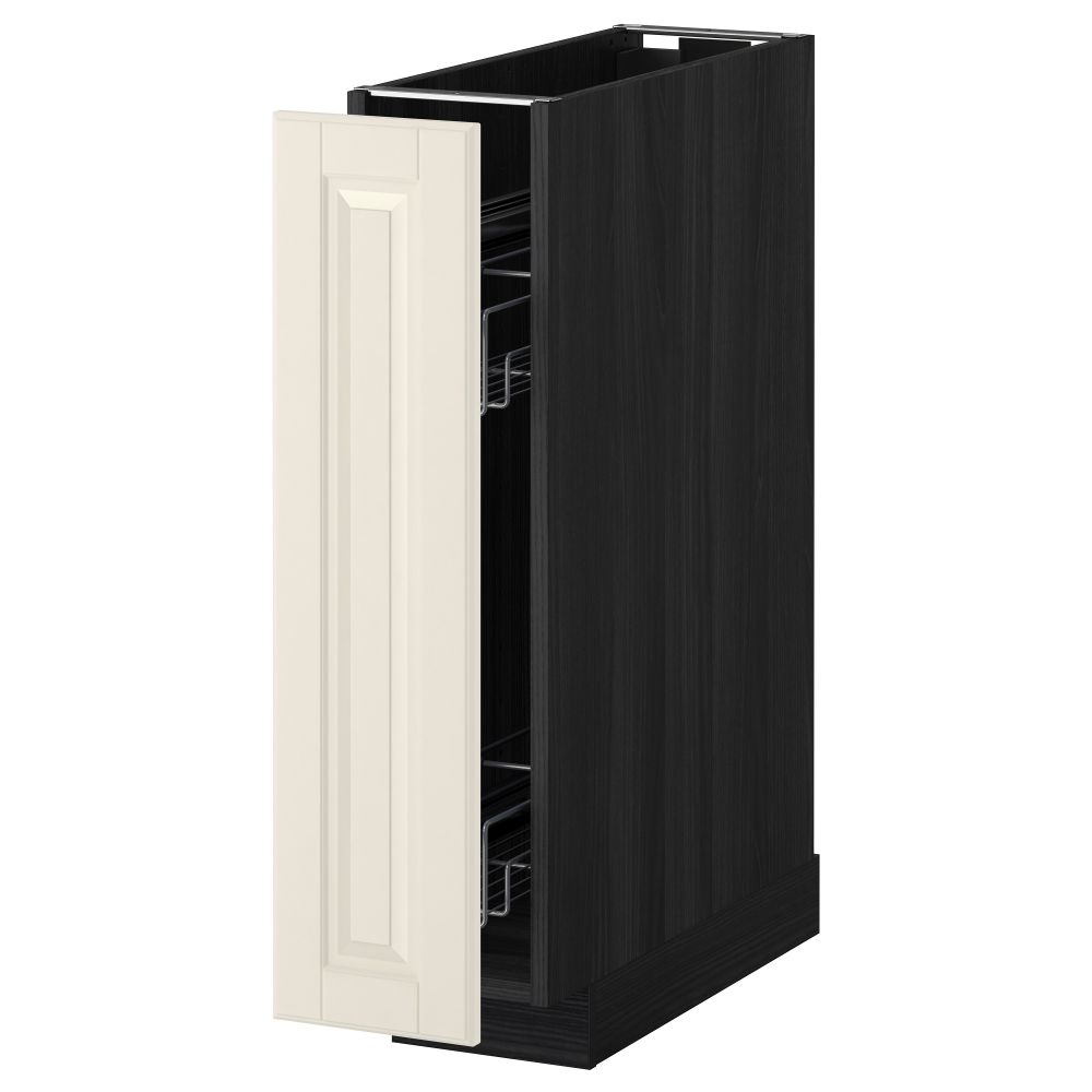 Напольный шкаф, выдвижной внутрений элемент МЕТОД, черный, Будбин белый с оттенком (20x60 см) - схема-чертеж с размерами