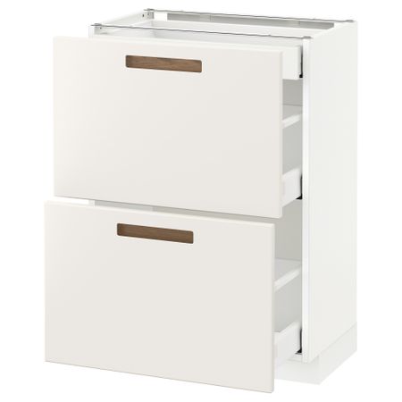 Напольный шкаф, 2 фасада, 3 ящика МЕТОД / МАКСИМЕРА, белый, Мэрста белый