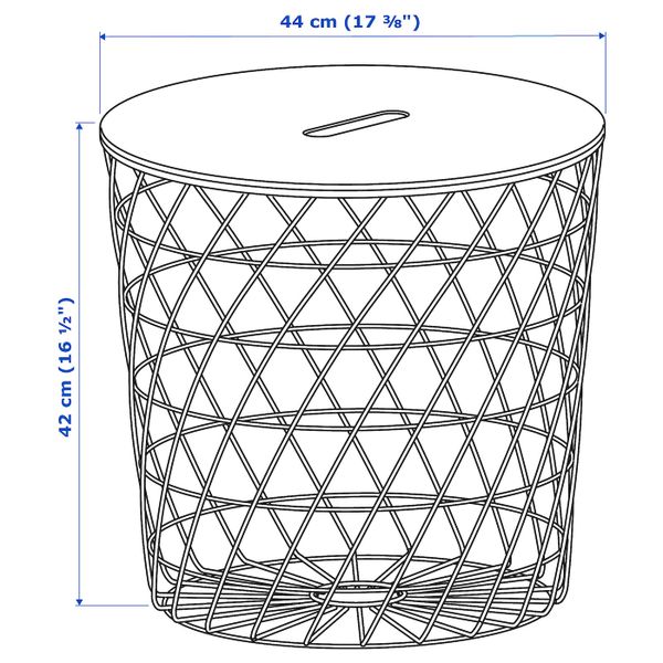Столик с отделениями для хранения, темно-синий 44 см IKEA КВИСТБРУ 804.333.73 - схема-чертеж с размерами