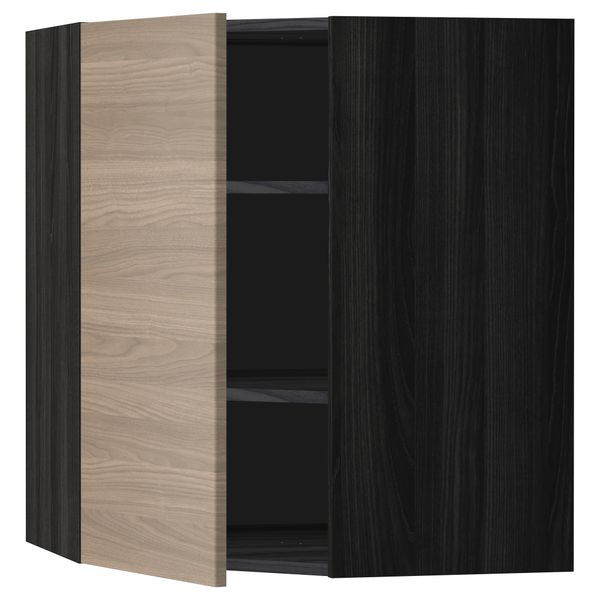 Угловой навесной шкаф с полками, 68x80 см, черный, Brokhult светло-серый IKEA METOD МЕТОД 899.185.92 - фото 2