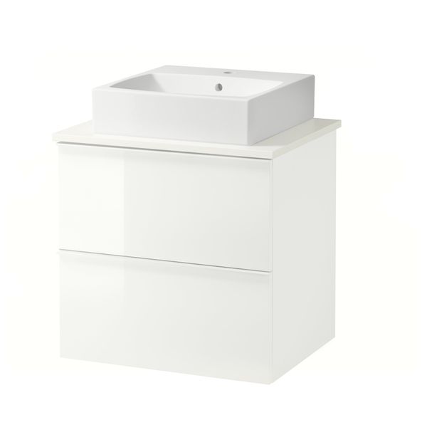 Шк п-раковину/столешн45x45/раковина ГОДМОРГОН/АЛДЕРН / ТОРНВИКЕН, глянцевый белый, белый (62x49x72 см) - схема-чертеж с размерами