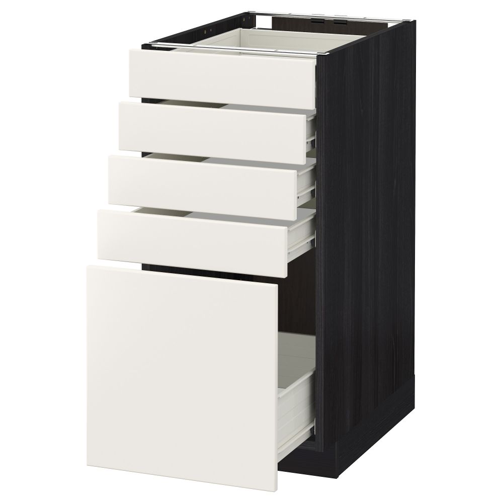 Напольный шкаф с 5 ящиками МЕТОД / ФОРВАРА, черный, Веддинге белый - схема-чертеж с размерами