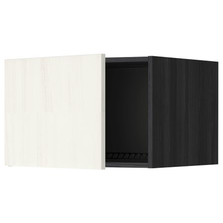 Верхний шкаф на холодильник, морозильник МЕТОД, черный, Росдаль белый