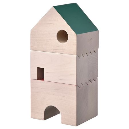 FÄLTLÖNN ФЭЛЬТЛЁНН Украшение "домик", 3 шт. - массив дерева/разноцветный