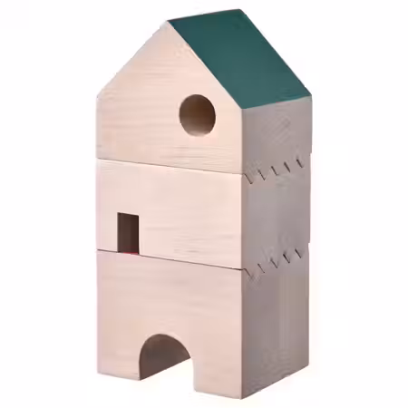 FÄLTLÖNN ФЭЛЬТЛЁНН Украшение "домик", 3 шт. - массив дерева/разноцветный