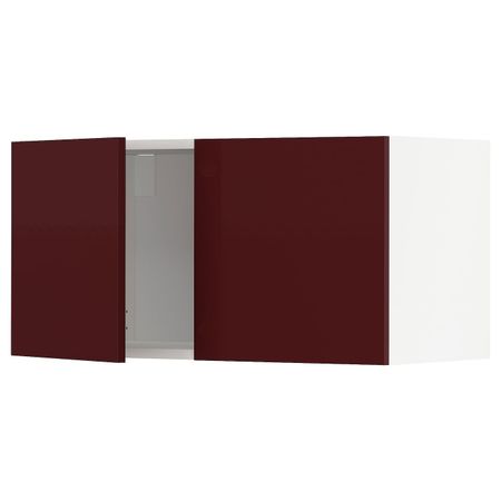 Навесной шкаф с 2 дверями, белый Калларп/глянцевый темный красно-коричневый 80x40 см IKEA METOD МЕТОД 293.268.85