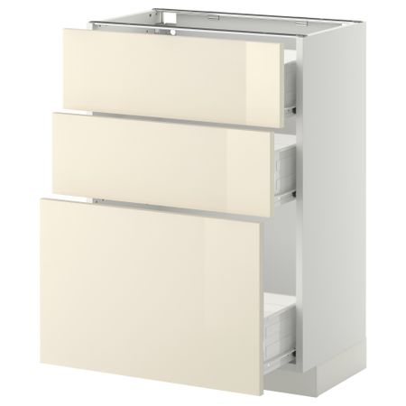 Напольный шкаф с 3 ящиками МЕТОД / ФОРВАРА, белый, Рингульт кремовый