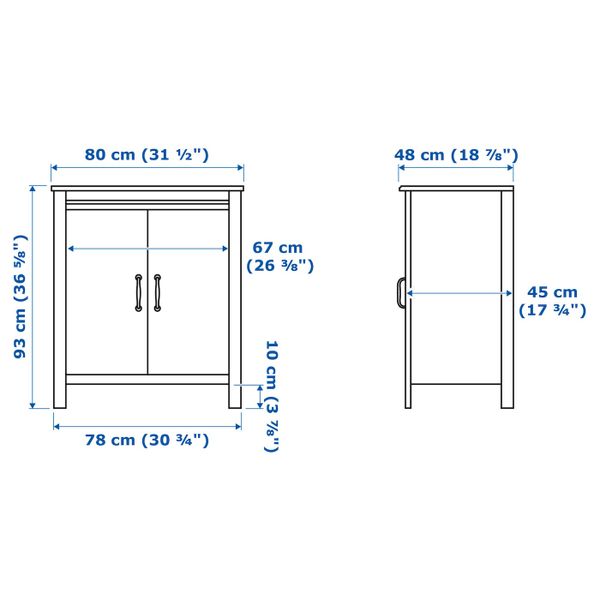 Шкаф с дверями, коричневый 80x93 см IKEA BRUSALI БРУСАЛИ 904.397.51 - фото 4