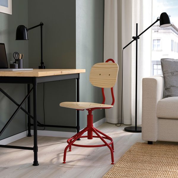 Рабочий стул, сосна/красный IKEA KULLABERG КУЛЛАБЕРГ 004.728.77 - фото 2